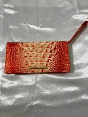 Brahmin Orange Croc-Embossed Wristlet Wallet